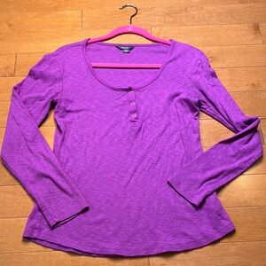 Eddie Bauer Purple Fitted Long Sleeve Blouse in Medium